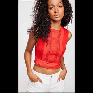 Free People Lace Top Red Large